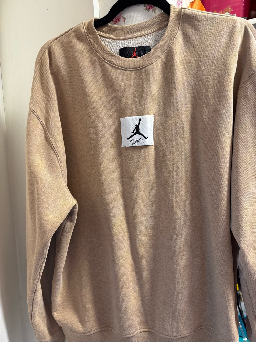 Jordan Beige Crewneck Sweatshirt with Jumpman Patch